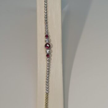 9ct Two-Tone Created Ruby and Cubic Zirconia Bracelet