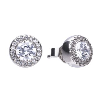 Diamonfire Round Pave Cubic Zirconia Stud Earrings