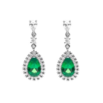 Diamonfire Green Cubic Zirconia Teardrop Earrings with Pave Surround