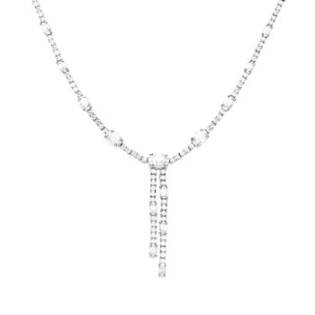 Diamonfire Oval and Round Cubic Zirconia Y Drop Necklace