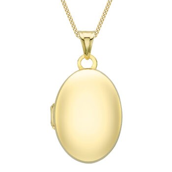 9ct Yellow Gold Plain Medium Sized Oval Locket