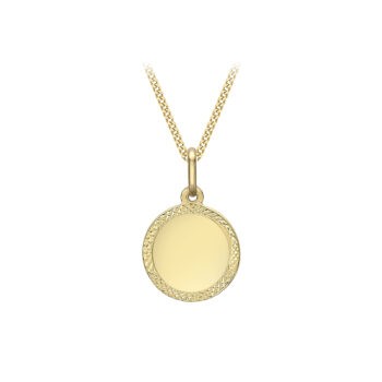 9ct Yellow Gold Polished Edge Engravable Disc Pendant