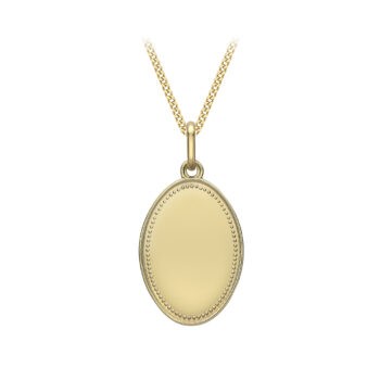 9ct Yellow Gold Rope Edge Polished Engravable Oval Disc