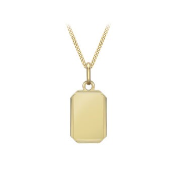 9ct Yellow Gold Rectangular Engravable Polished Pendant