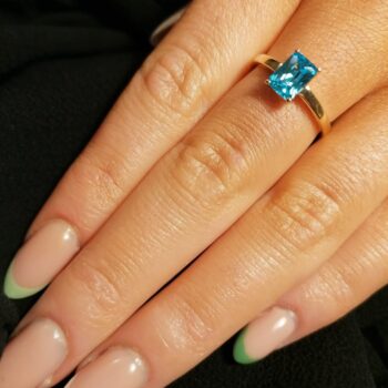 9ct Yellow Gold created Blue Topaz Ring