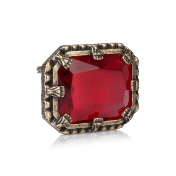 Newbridge Rectangle Brooch with Red Stone
