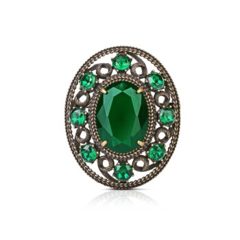 Newbridge Oval Brooch Green Stone