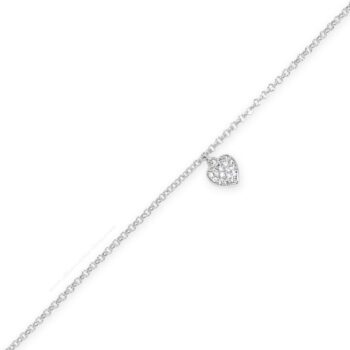Absolute Sterling Silver Heart Charm Bracelet