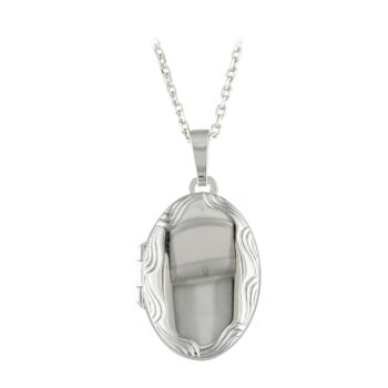 Sterling Silver Polished Engraved Edge Locket
