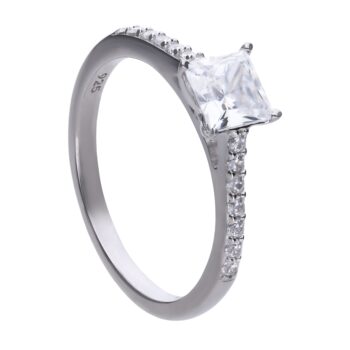 Diamonfire Princess Cut Ring with Pave Shoulders