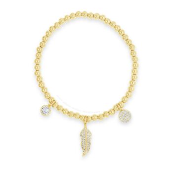 Absolute Gold Beaded Cubic Zirconia Charm Bracelet