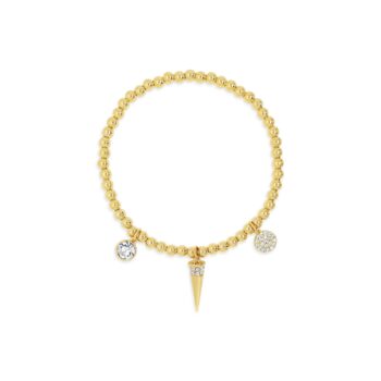 Absolute Gold Beaded Cubic Zirconia Charm Bracelet