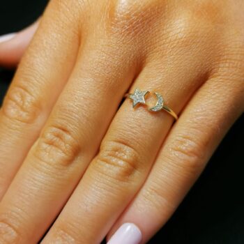 9ct Yellow Gold Moon & Star Ring
