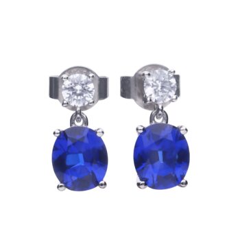 Diamonfire Oval Sapphire and Cubic Zirconia Earrings