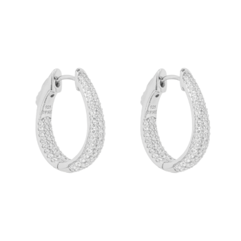Diamonfire Pave Set Cubic Zirconia Hoop Earrings