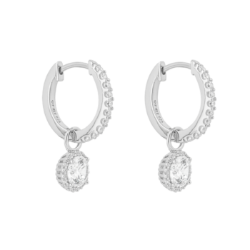 Diamonfire Round Cubic Zirconia Assembled Hoop Earrings with Pave Detail