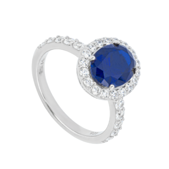 Diamonfire Oval Sapphire and Cubic Zirconia Ring