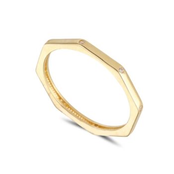 9ct Yellow Gold Hexagonal Cubic Zirconia Ring