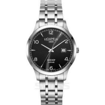 Roamer Gents Seehof Ronda Silver Bracelet Watch Black Face