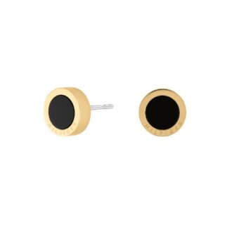 Tommy Hilfiger Iconic Circle Gold & Black Onyx Studs