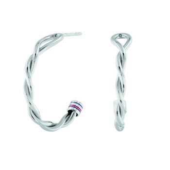 Tommy Hilfiger Silver Braided Twist Hoop Earrings