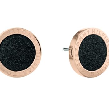 Tommy Hilfiger Rose Gold Black Diamond Dust Studs