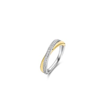 Ti Sento Milano Two Tone Cubic Zirconia Criss Cross Ring