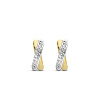 Ti Sento Milano Two-Tone Cubic Zirconia Crossed Hoops