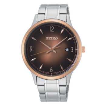 Seiko Quartz Gents Two-Tone Brown Dial Bracelet Watch