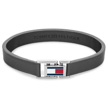 Tommy Hilfiger Gents Black Leather Bracelet