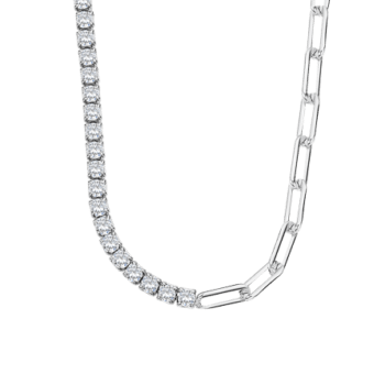 Sterling Silver Tennis & Link Style Necklace