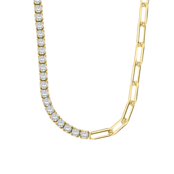Sterling Silver Gold Plated Tennis & Link Style Necklace