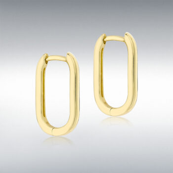 9ct Yellow Gold Rectangular Creole Hoop Earrings