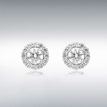18ct White Gold Lab Created Diamond Halo Stud Earrings