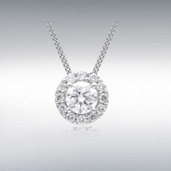 18ct White Gold Lab Created Diamond Halo Slider Pendant