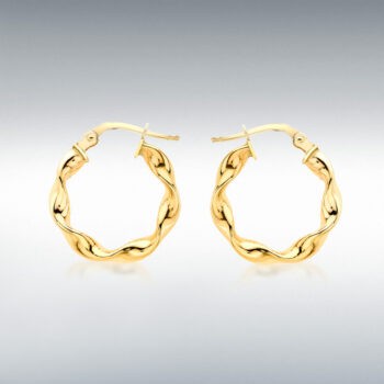 9ct Yellow Gold Twist Tube Hoop Earrings