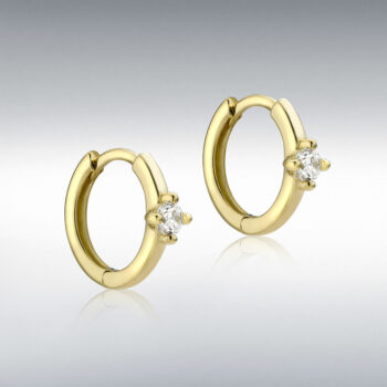 9ct Yellow Gold Hoop Earrings with Cubic Zirconia