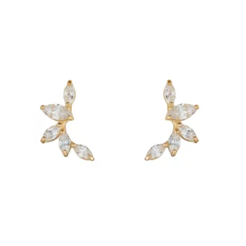 9ct Yellow Gold Cubic Zirconia Marquis Cluster Climber Earrings