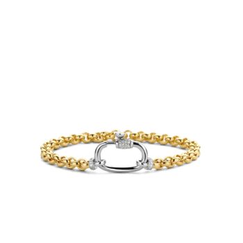 Ti Sento Milano Yellow Gold Rolo Bracelet with Pave Catch