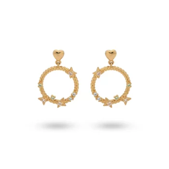 24Kae Yellow Gold Pastel Stone Rope Drop Earring
