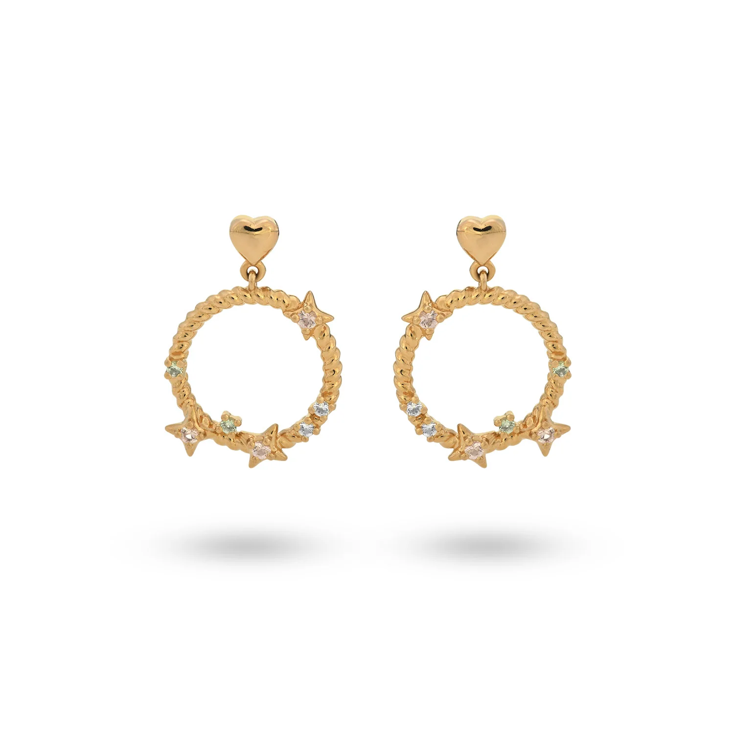 24Kae Yellow Gold Pastel Stone Rope Drop Earring