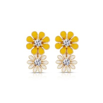 Newbridge Yellow Gold White & Yellow Flower Earrings