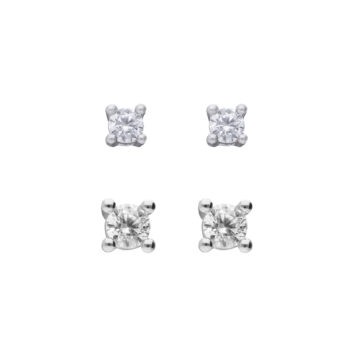 Diamonfire Four Claw Solitaire Cubic Zirconia Stud Earring Stacking Kit