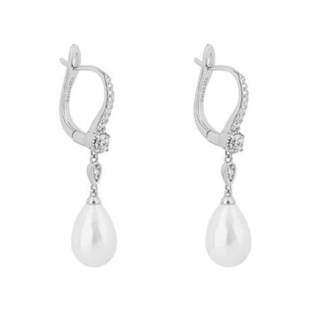 Diamonfire Cubic Zirconia & Pearl Drop Earring