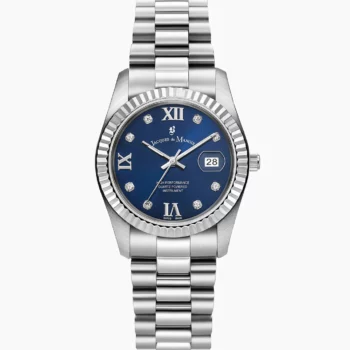 Jacques Du Manoir Ladies Navy Crystal Dial Watch