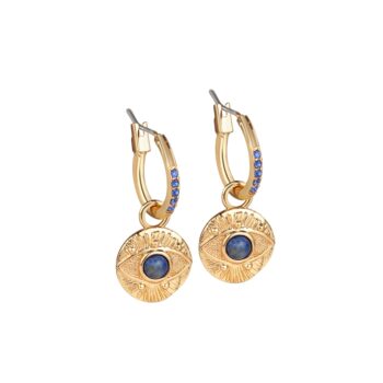 Newbridge All Seeing Evil Eye Earrings Blue Stone