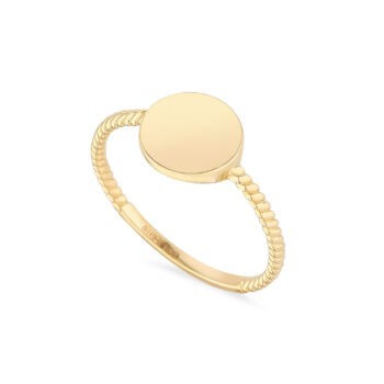 9ct Yellow Gold Signet Ring with Rope Band