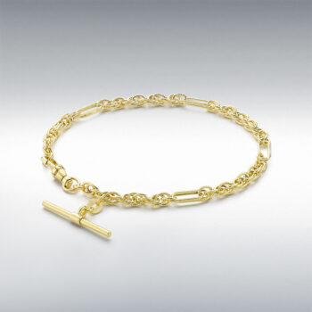 9ct Yellow Gold Figaro Rope T-Bar Bracelet