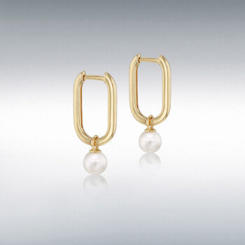 9ct Yellow Gold Fresh Water Pearl Hoop Earrings