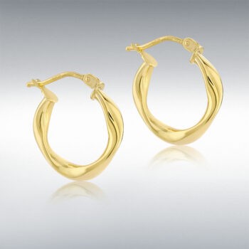 9ct Yellow Gold Wave Style Hoop Earrings